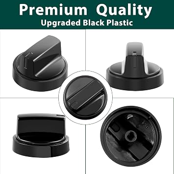 WB03X24904 Stove Knobs Cooktop Replacement Parts for GE Adora Range Cooktop Electric Oven Black Control Knobs JB625RK4SS JB625RK8SS Stove Top Burner Knobs 4 Pcs