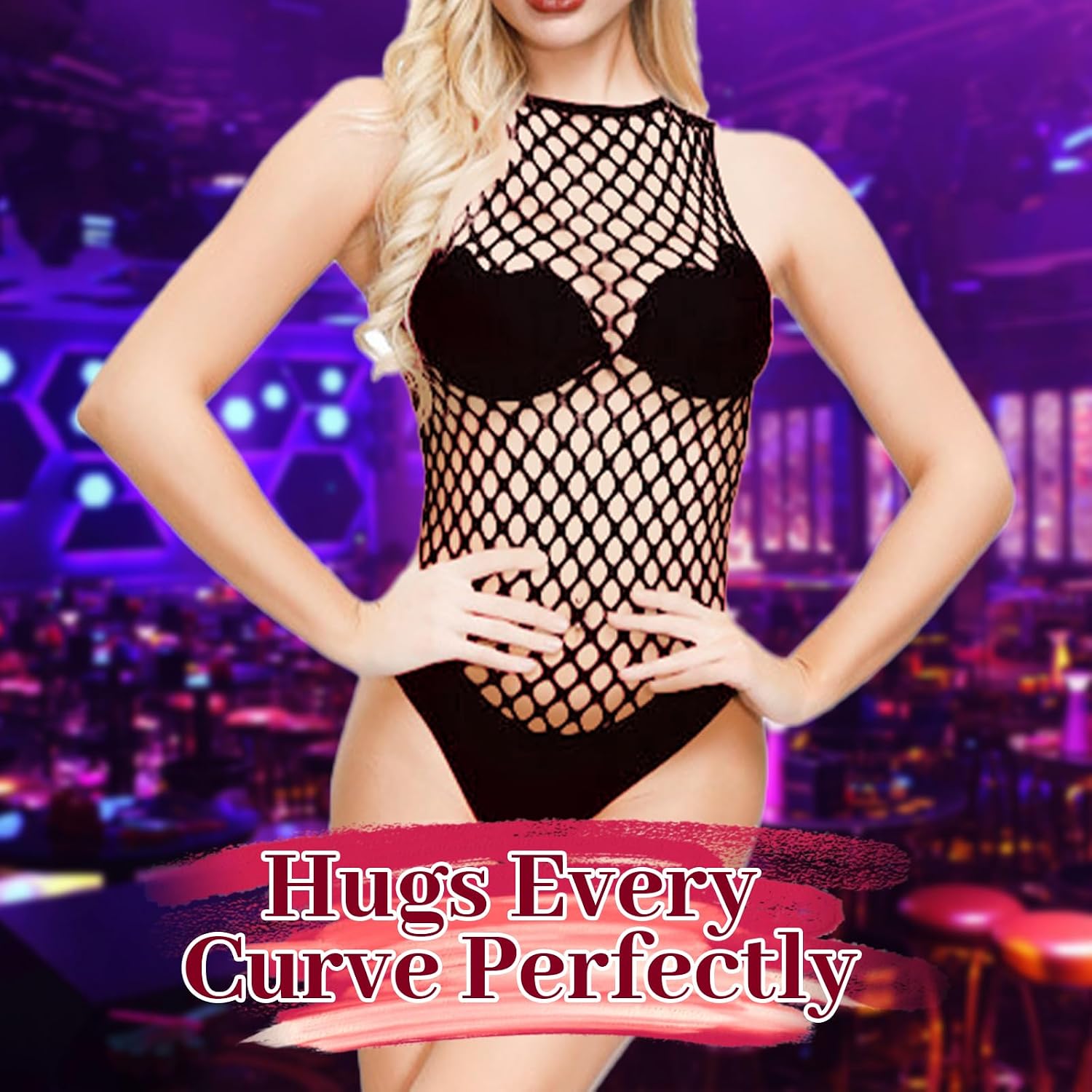 Sexy Lingerie for Women Fishnet Bodysuit One Piece Teddy Lingerie Halter Mesh Top Babydoll Nightwear Rave Outfits