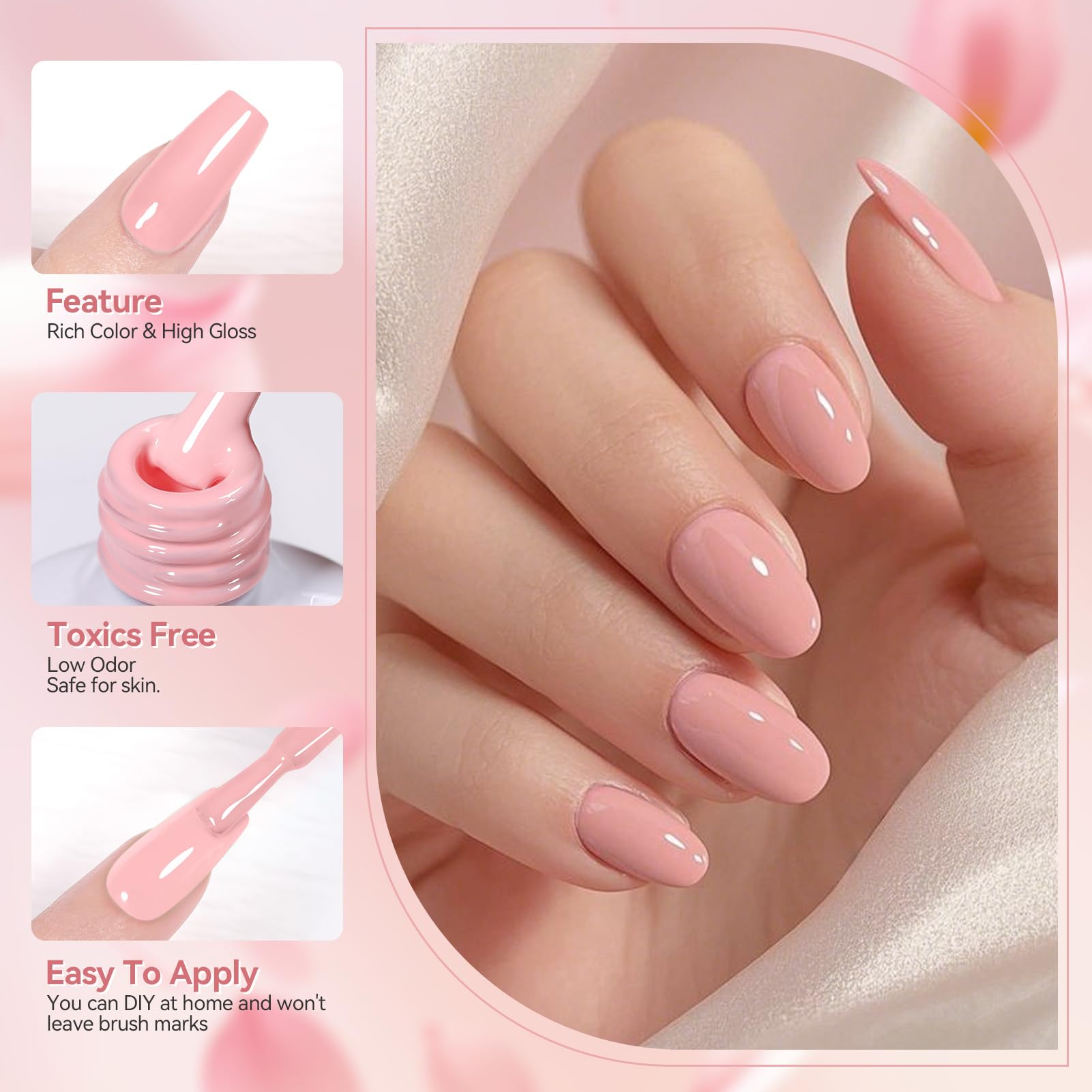Kit De 6 Vernis Semi-permanents Gel UV - Teintes Roses | Born Pretty, 1.17 Ml Chaque