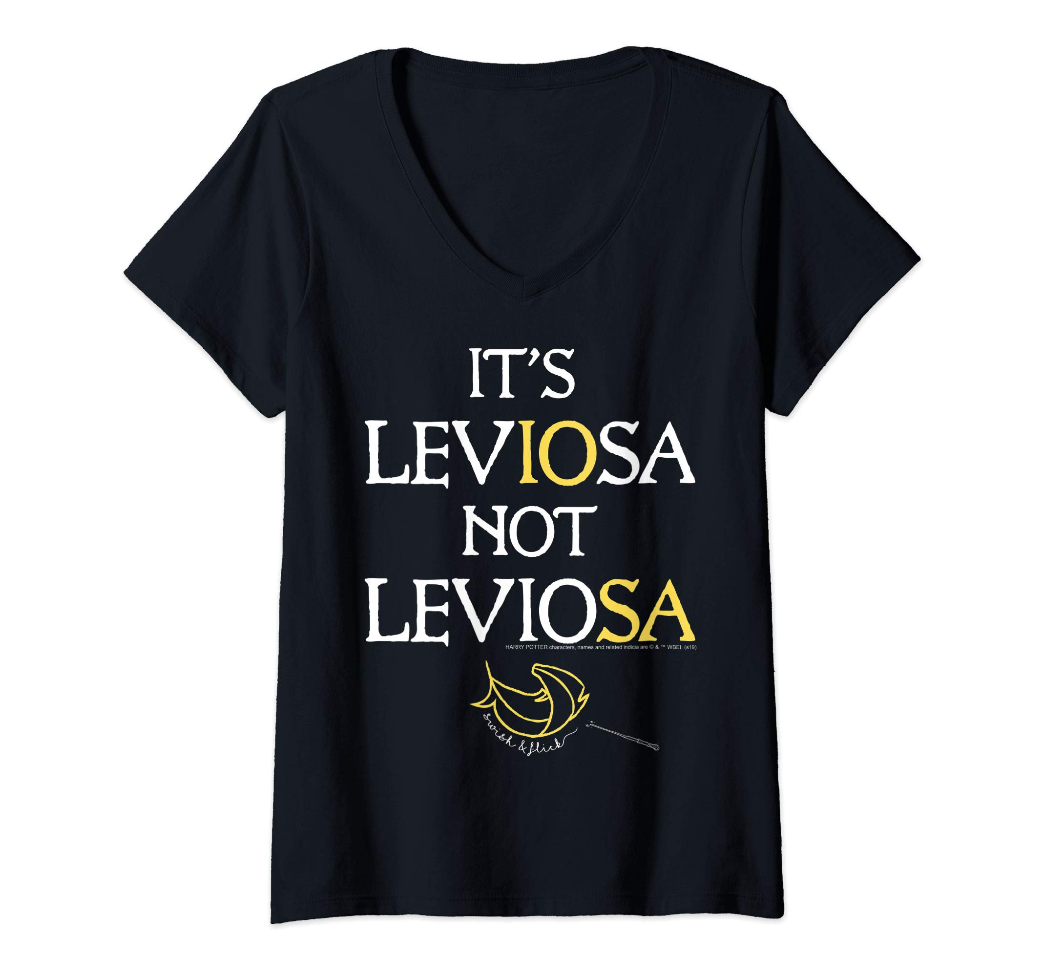 Womens Harry Potter Hermione Granger It's Leviosa Not Leviosa V-Neck T-ShirtOEKO-TEX STANDARD 100