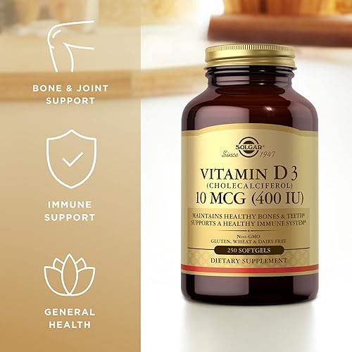 Miniatura 8 de Solgar Vitamina D3 (colecalciferol) 250 MCG (10,000 UI), 100 cápsulas blandas - Ayuda a mantener huesos y dientes saludables - Apoyo al sistema