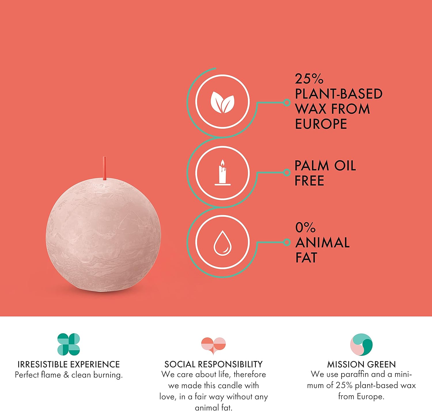 BOLSIUS 3 Pack Misty Pink Rustic Ball Pillar Candles - 3 Inch - Premium European Quality - Includes Natural Plant-Based Wax - Unscented Dripless Smokeless 25 Hour Party Décor and Wedding Candles - Image 4