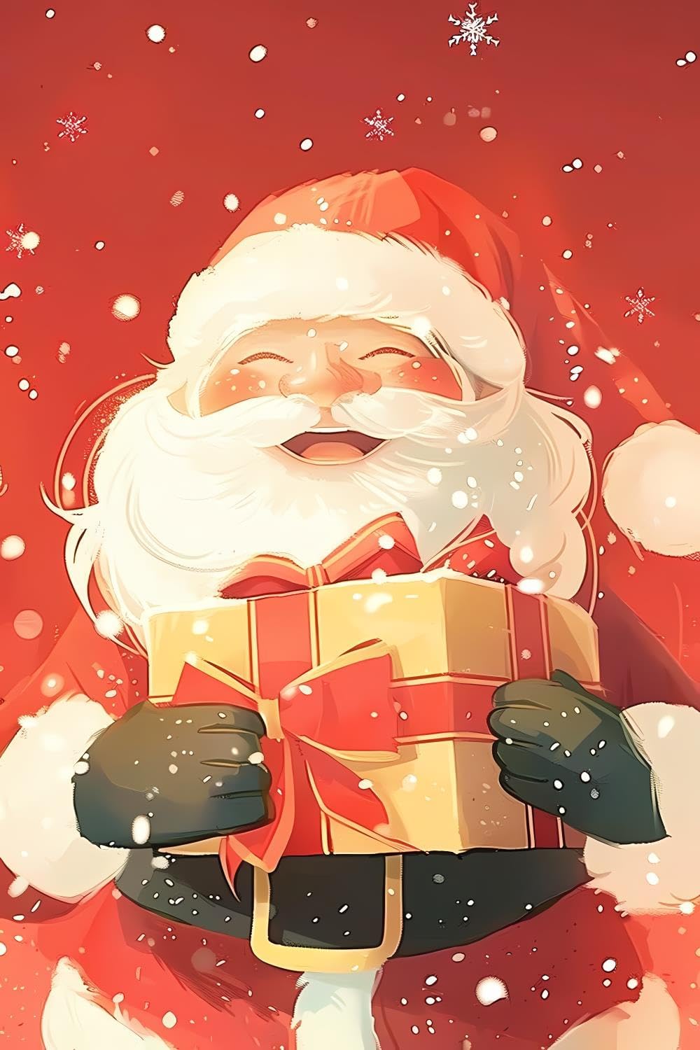 JOEAUEN Santa Claus with The Gifts 5D DIY Full Drill Round Art Diamond Art Perfect for Home Wall Deco Santa Claus Diamond Painting Kits for Adults 12x18 inch