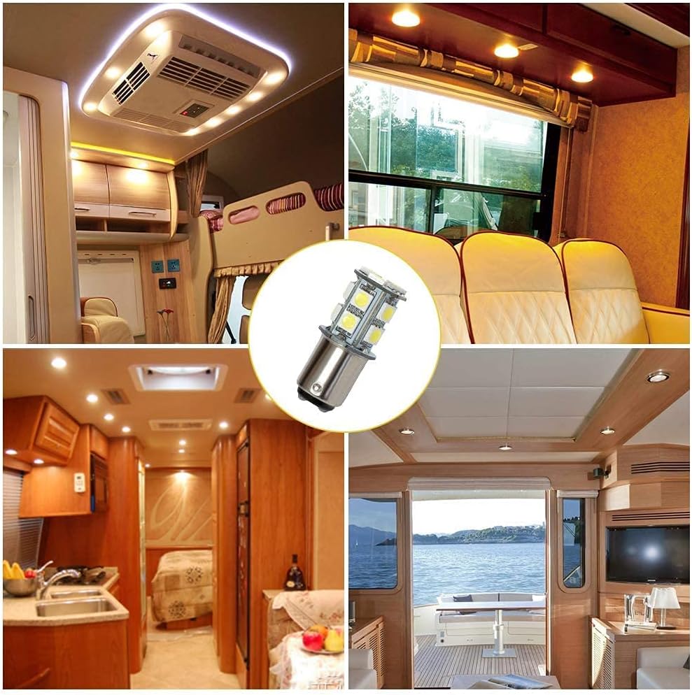 GRV Ba15d 1142 1076 1176 Super Bright LED Bulb 13-5050SMD DC12V for RV Camping Boat Trailer Light Cool White Pack of 20