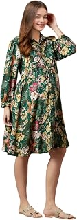MomToBe Women's Maternity Dress Cotton Feel | Knee Length Pregnancy & Feeding Dress with Zippers | Baby Shower & Nursing G... Price In India