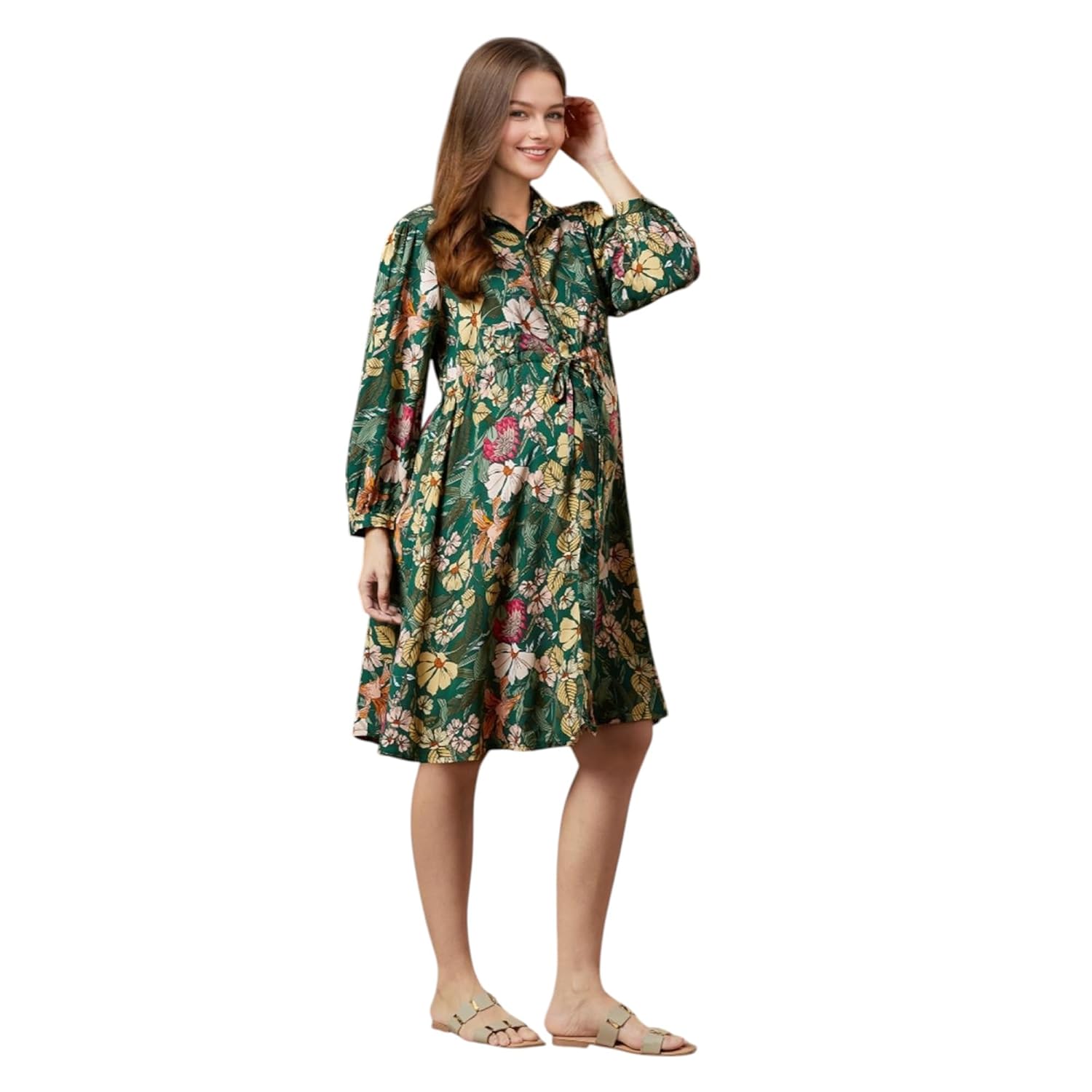 MomToBe Women's Maternity Dress Cotton Feel | Knee Length Pregnancy & Feeding Dress with Zippers | Baby Shower & Nursing G...