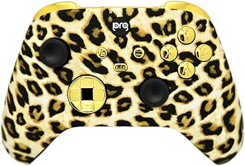Hand Airbrushed Fade Custom Controller Compatible with Xbox Series X/S & Xbox One Series X/S Leopard W/Gold Chrome Inserts