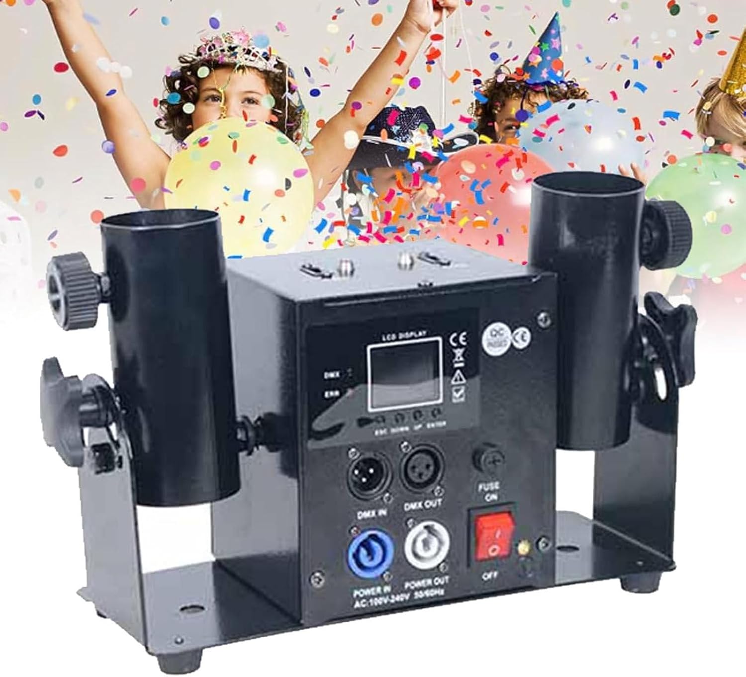 Electric Confetti Machine, Confetti Salute Machine with Remote and Power Cords, Confetti Launcher Machine Standing Adjustable Angle for Weddings Parties,Doublehead