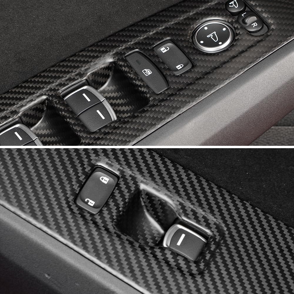 JSWAN Carbon Fiber Window Lift Button Panel Cover For 11th Gen Civic Hatchback Type R FL5 (2023+) for Acura Integra A-Spec Type S DE5 (2023+) Window Controls Switch Door Panel Cover (Matte carbon)