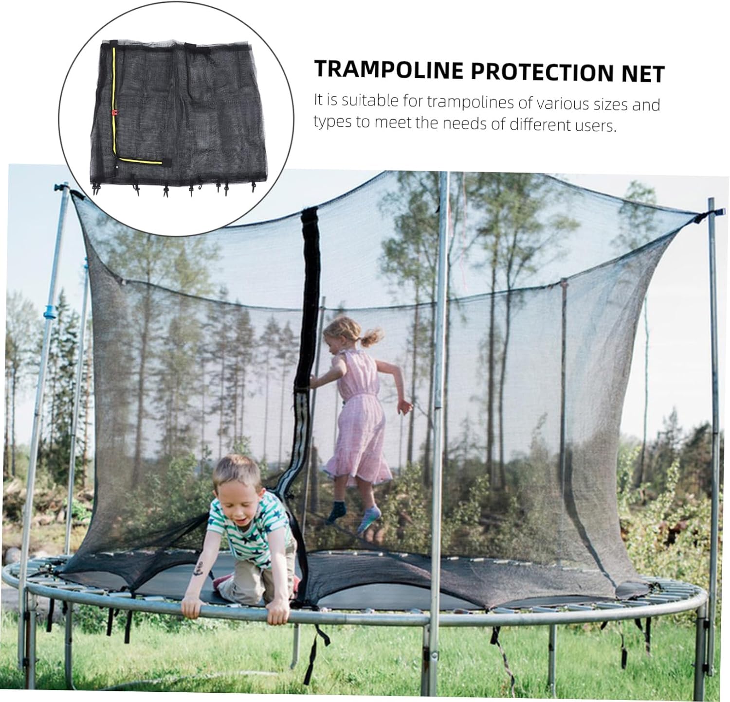 Trampoline Protective Net Replacement Enclosure Netting for Boys and Girls Jumping Bed Easy Install Trampoline Part