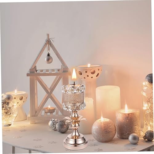 Miniatura 6 de IMIKEYA Candelabro Decoración de mesa de cena Decoración de oro Decoración de la boda Candelabro de Navidad Soporte de vela de cristal Soporte de
