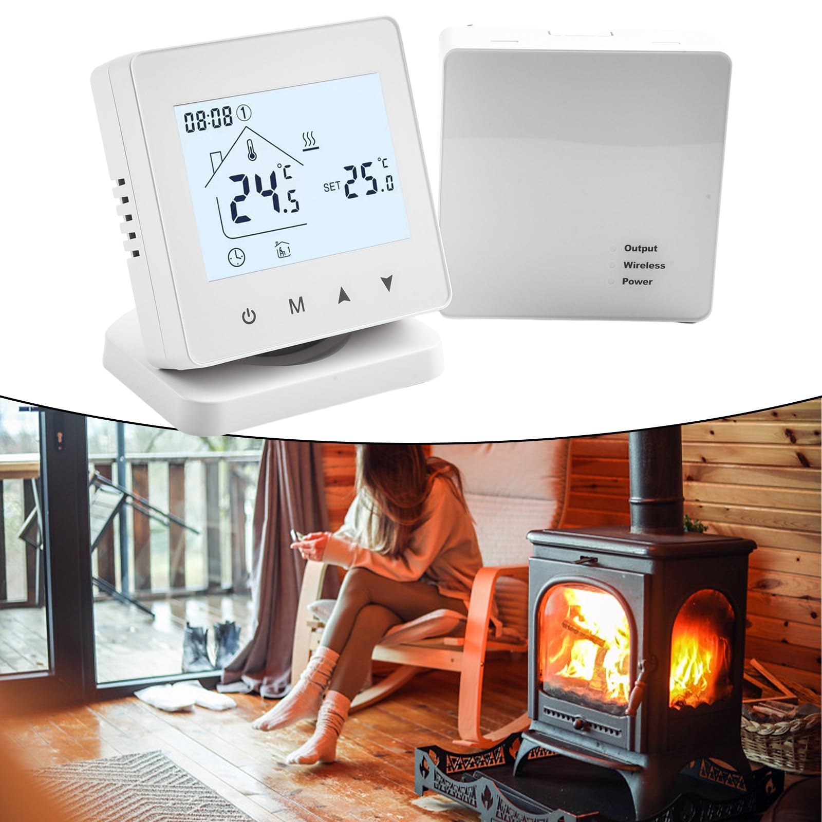 Termostato inteligente inalámbrico programable para calefacción de agua y caldera de gas, montado en la pared o escritorio con control de aplicación Smart-Life (con WiFi)