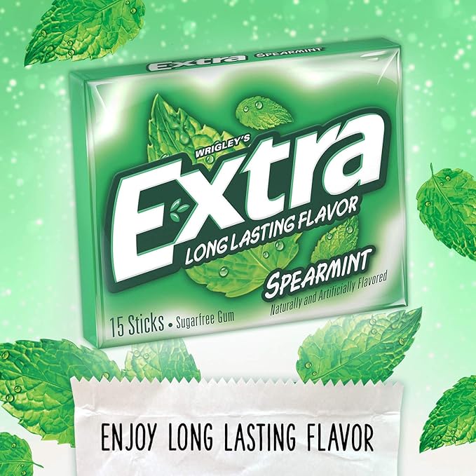 Extra Chicle Sin Azúcar Sabor Menta Verde, Paquete de 15 Unidades miniatura 4