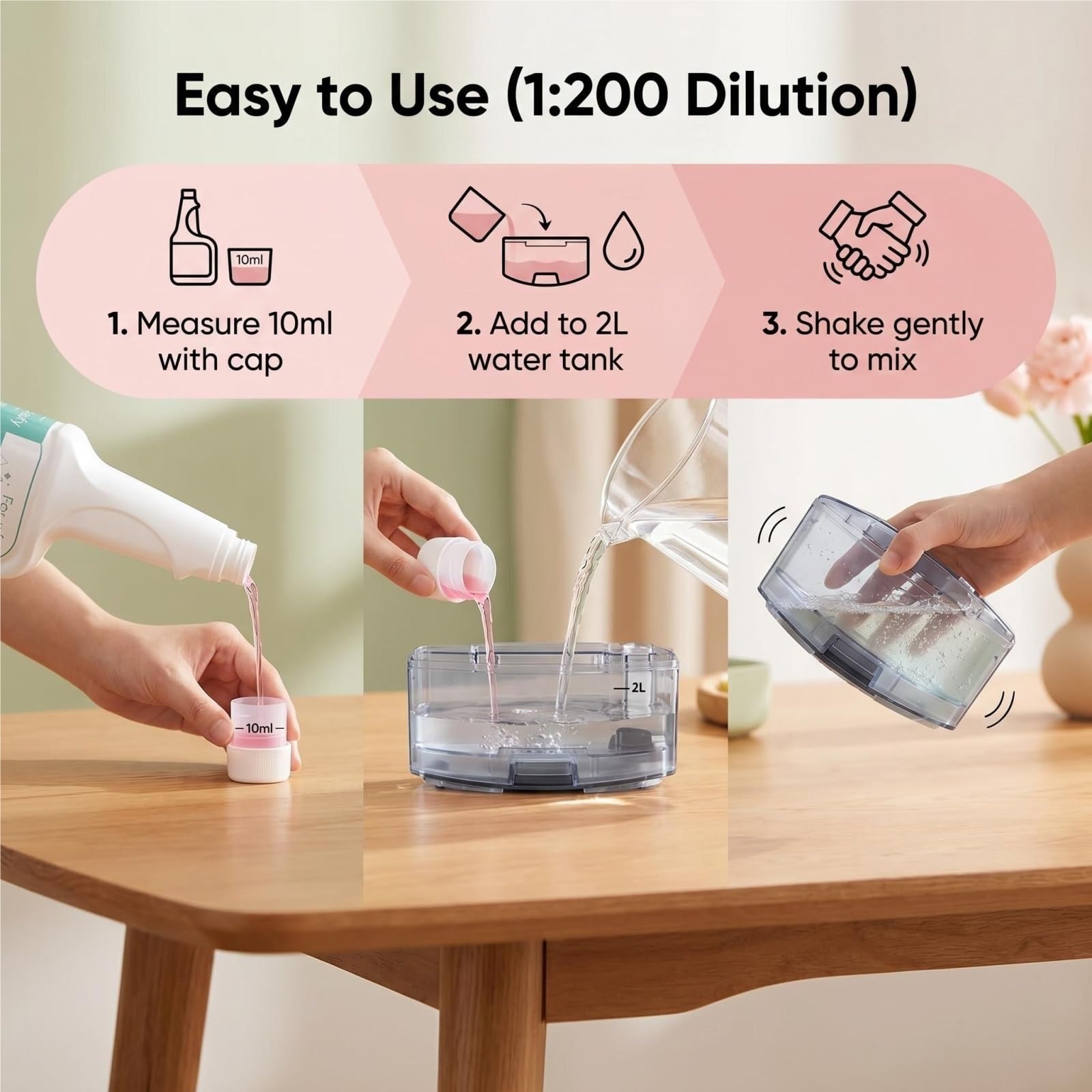 Compatible con eufy Omni C20/X8 Pro/X10 Omni, Solución Limpiadora for Pisos, 473mlX5, Eliminación Fuerte de Manchas, Baja Espuma a Base de Plantas, Proporción 1:200