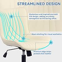 Vista 29 de YOUNIKE Silla de oficina, silla de escritorio sin brazos con ruedas, sillas giratorias ajustables para computadora de oficina en casa, silla