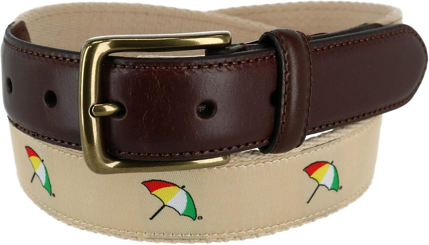 Arnold Palmer Men's Ribbon Inlay Golf Belt, 44, Khaki Amazon.co.uk