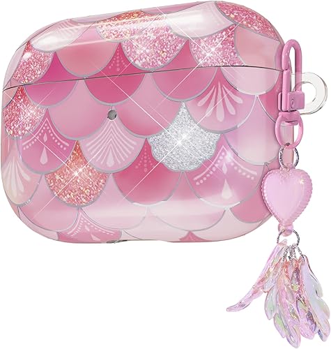 Funda para Airpods Pro de 2 generación, funda protectora suave con purpurina para Apple AirPods Pro de 1 y 2 generación, con llavero para mujeres y