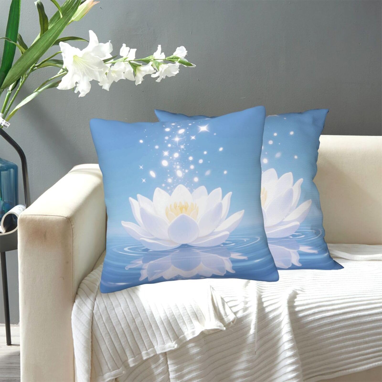 FekiLoot Decorative Throw Pillow Covers Modern Farmhouse Pillowcase Double Sided Cozy Cushion Cover for Sofa Couch Bed 18"X18" 256w Magical Lotus Flower Bloom