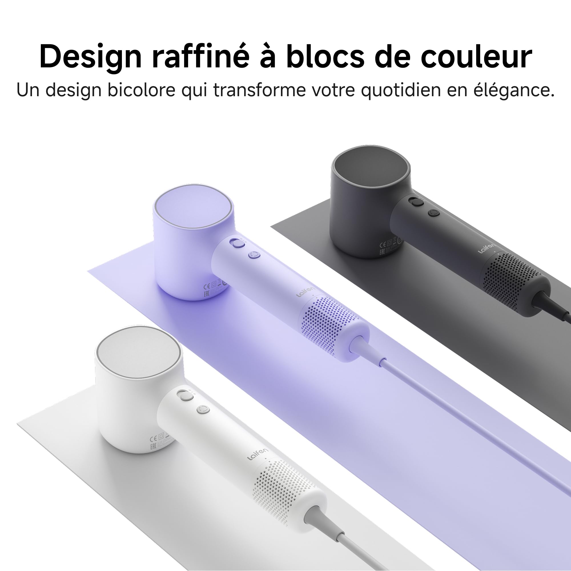 Laifen Neo Sèche-Cheveux Haute Vitesse, 200M Ions Négatifs, Moteur Brushless 110k tr/min, Température Intelligente, Léger 390g, Silencieux 59dB, 2 Buses Magnétiques adapté à toute chevelure (Noir)