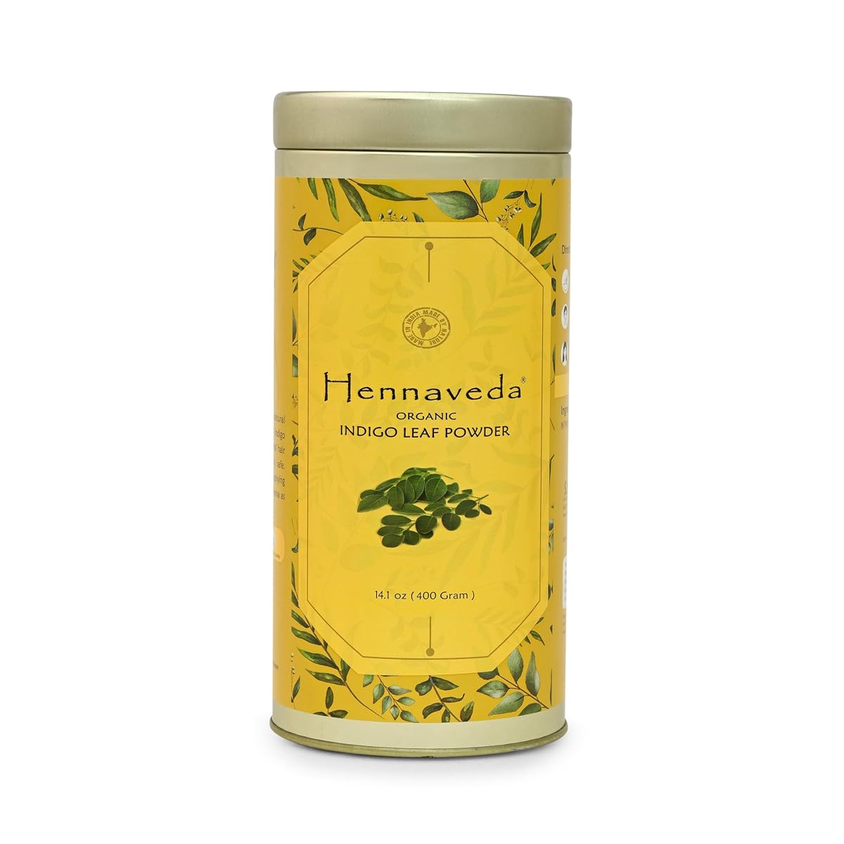 Hennaveda Indigo Powder with Brush, Hand Gloves and Shower Cap | No Artificial