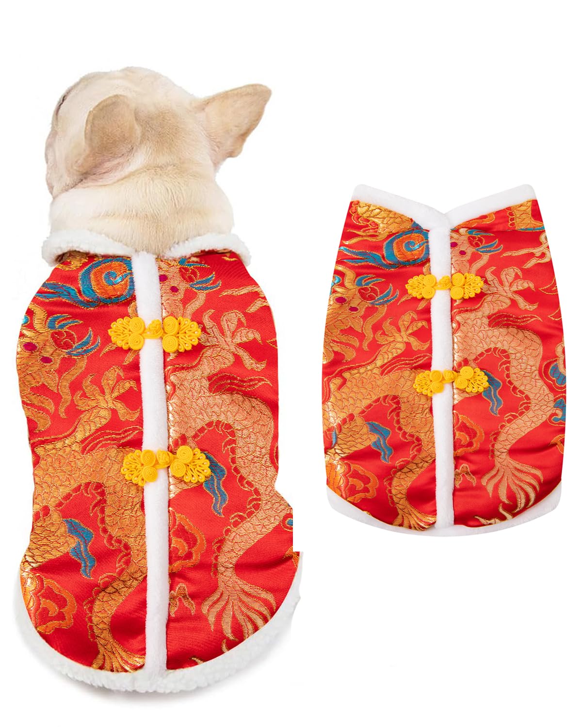 New Year Dog Costume Chinese Spring Festival Pet Clothes Vest of The Tang Dynasty Coat (Large)