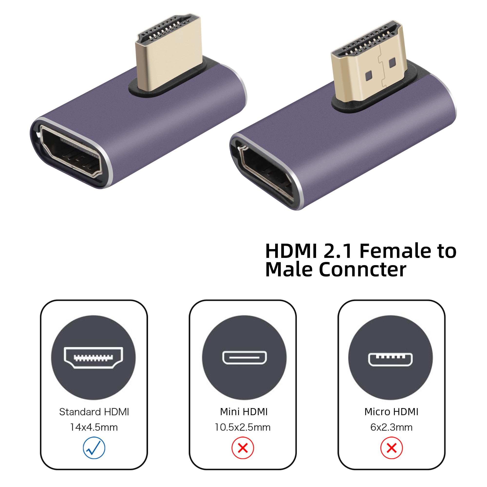 RIIEYOCA 8K Micro HDMI Adapter – 90 Grad Winkel, 2 Stück, Unterstützt 8K@60Hz