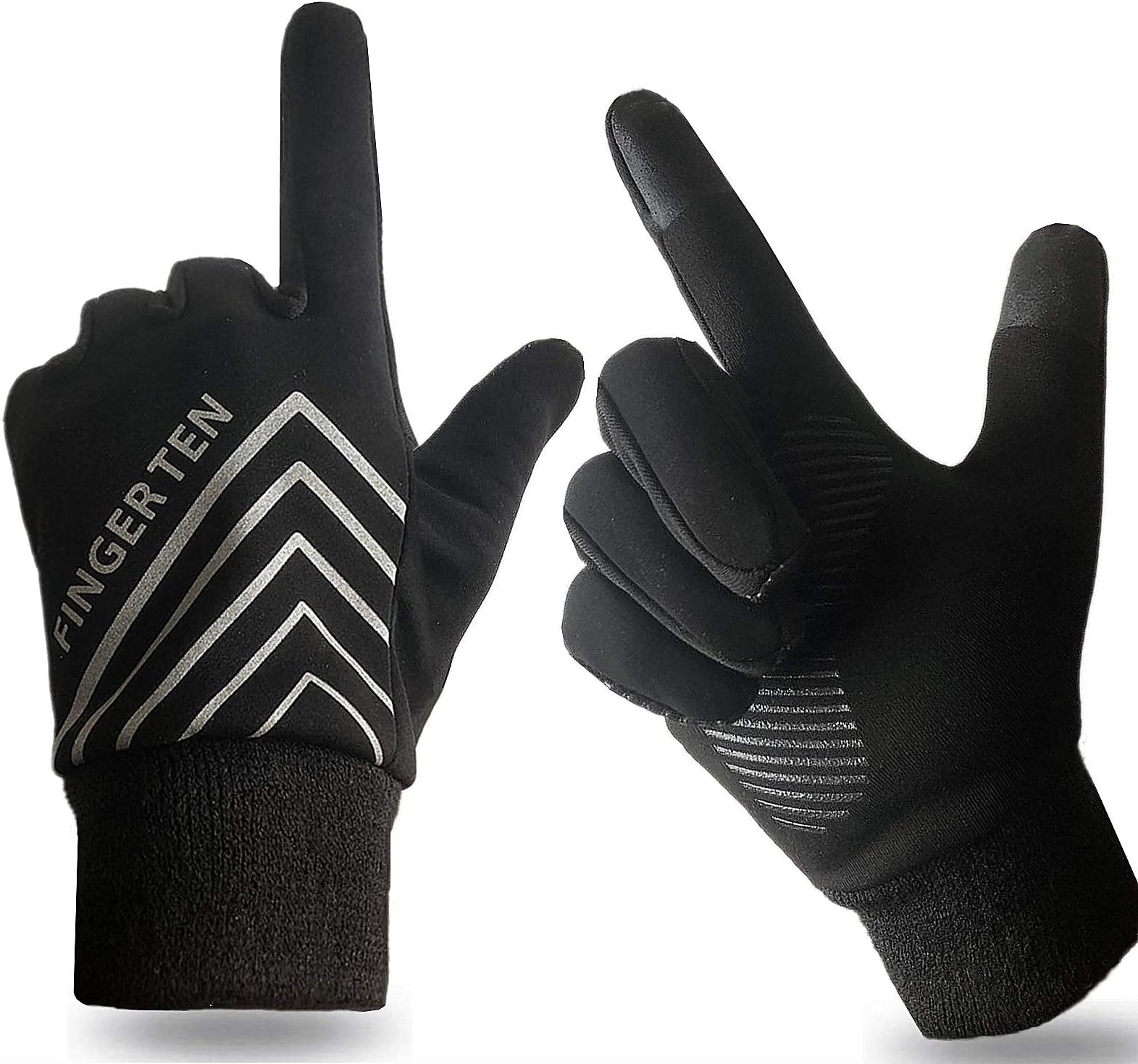 FINGER TENWinter Running Gloves Men Ladies Women for Cold Weather with Grip Lightweight Touchscreen Warm Gloves with Headband for Walking Driving Cycling Hiking