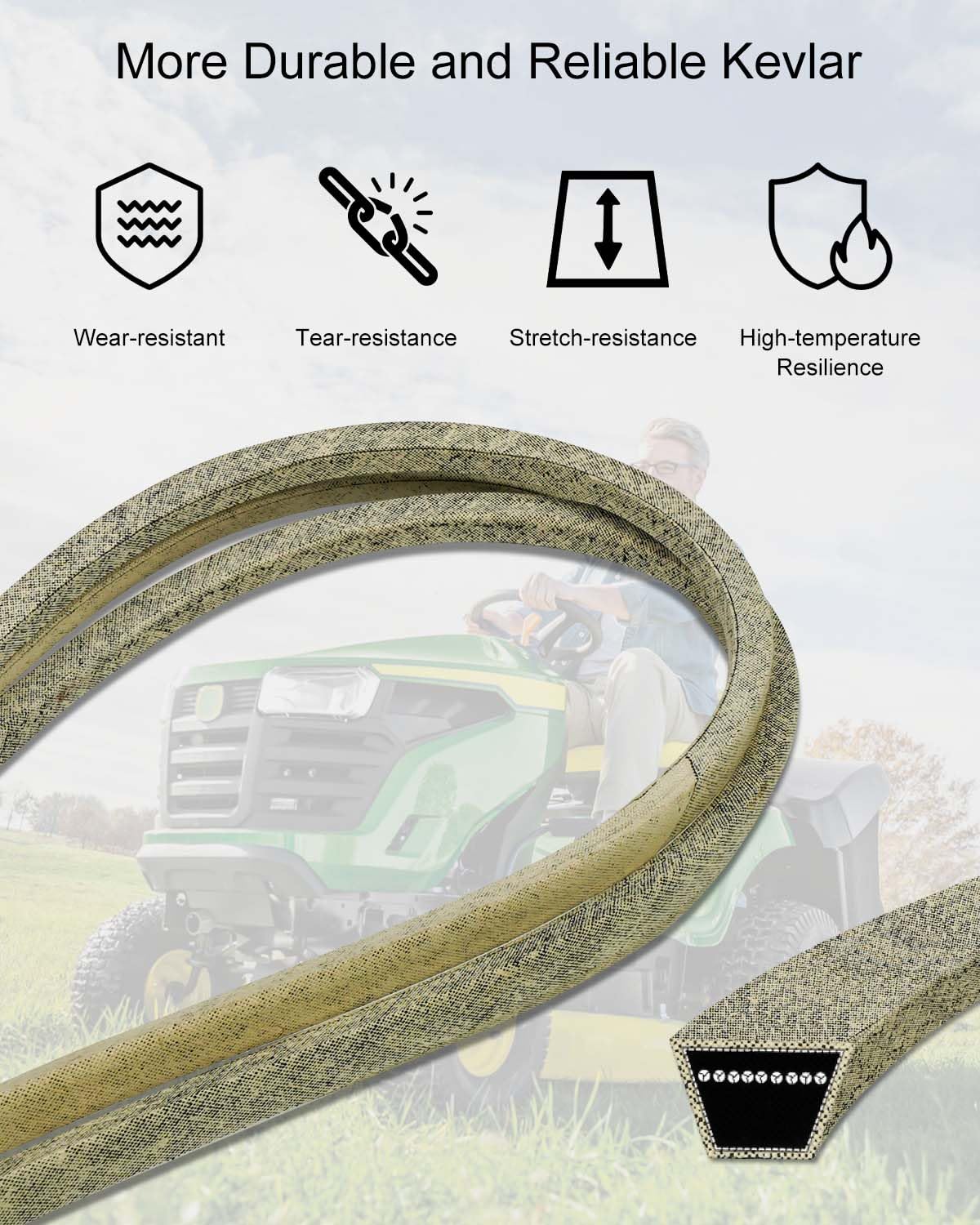 Deck Drive Belt 5/8" x 74 3/4" Fit for John Deere X354 X370 X380 X384 X390 X394 X570 X580 X584 X590 Replace M169485 Primary Lawn Mower Tractor V-Belt