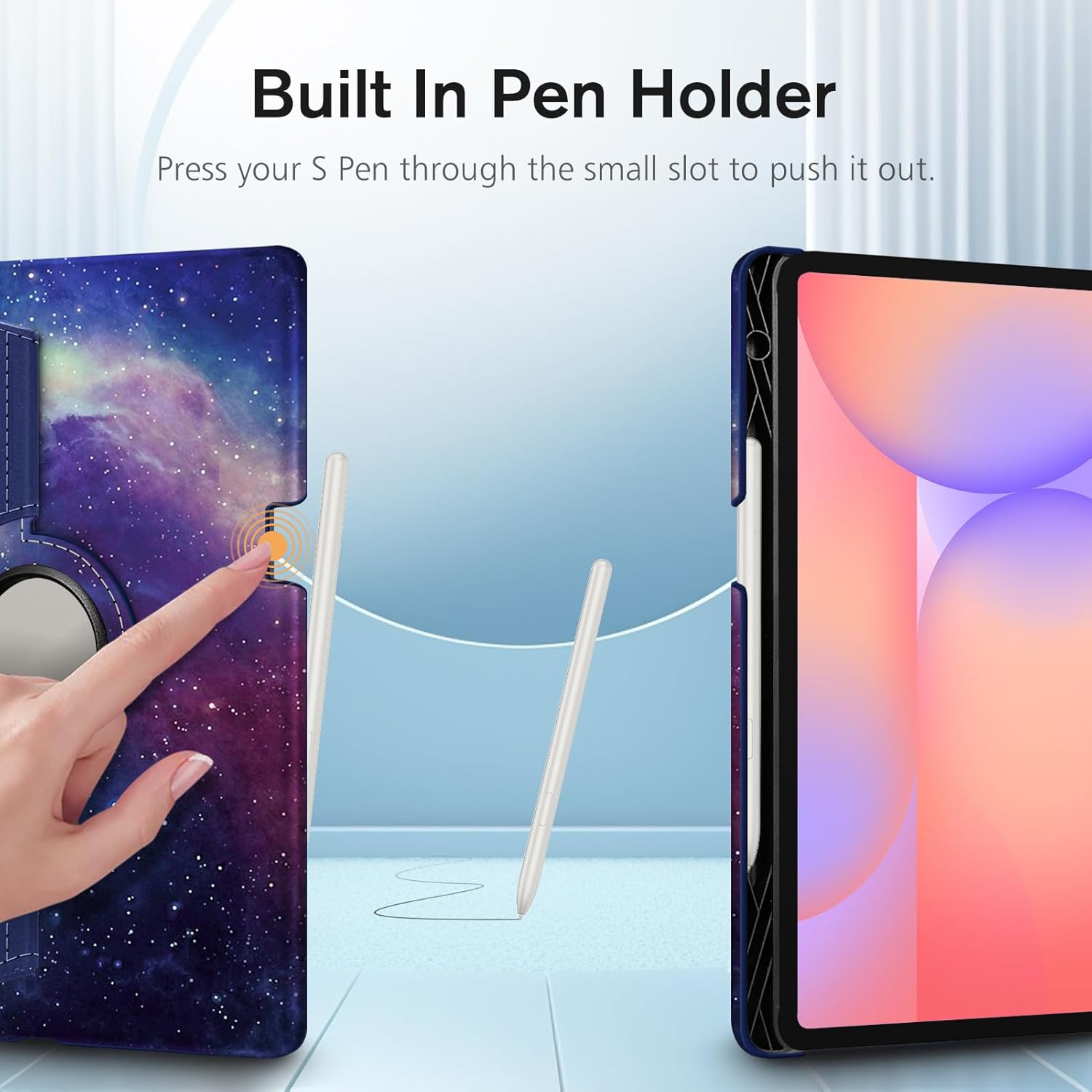 Fintie Rotating Case for Samsung Galaxy Tab S10 Lite/ S10 FE/ S9 FE 5G 10.9 Inch/Tab S9 11 Inch with S Pen Holder, 360 Degree Swiveling Stand Cover Auto Sleep/Wake, Galaxy