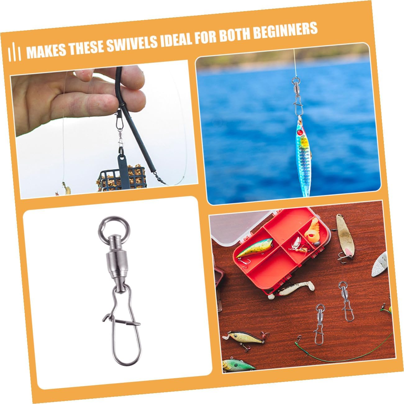 Zerodeko 100pcs Heavy Duty Stainless Steel Fishing Snap Swivels Connector Locking Mechanism for Freshwater Saltwater Tackle Compatible with Various Lures and Gear