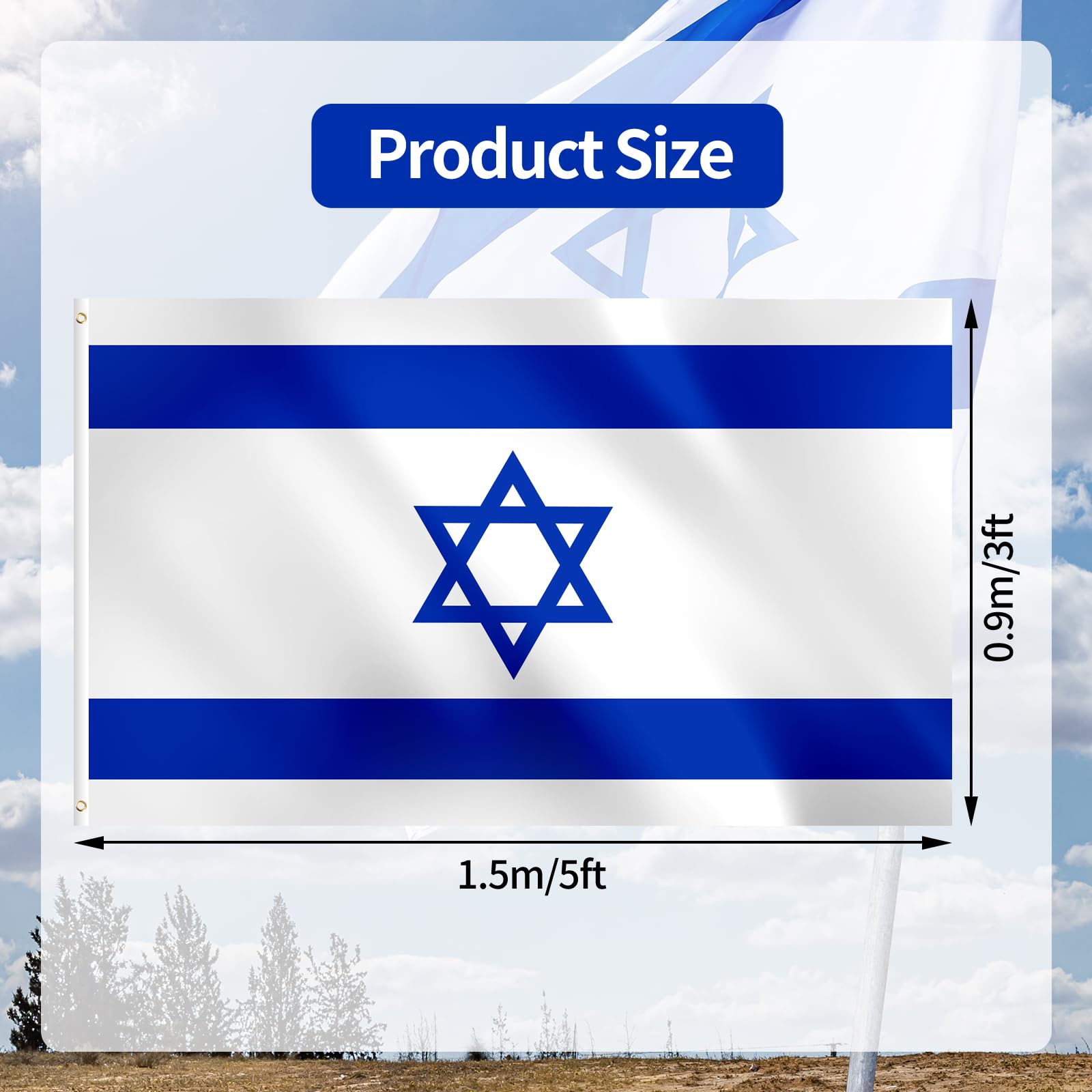 Israel Flag 3x5 Outdoor - Image 2