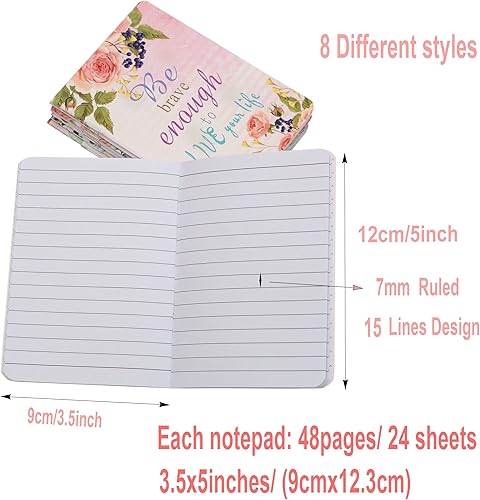 Miniatura 2 de 8 cuadernos de bolsillo inspiradores florales, cuadernos pequeños a granel para recuerdos de fiesta, escuela, oficina, hogar, compañeros de trabajo,