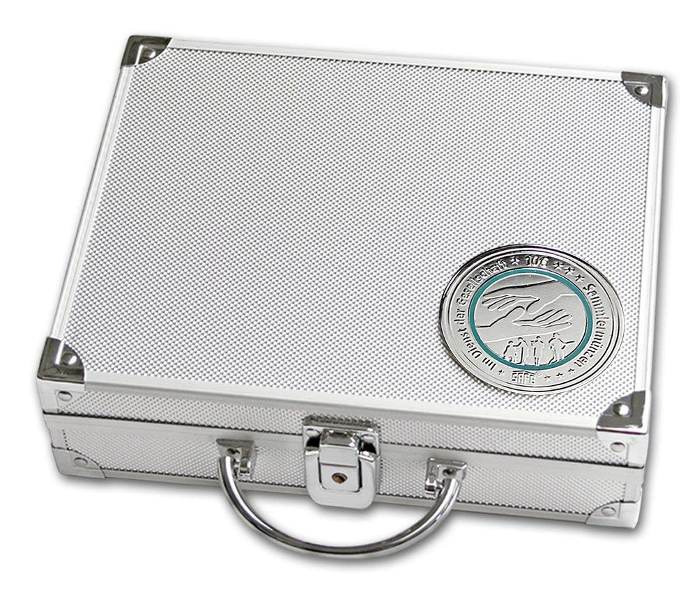 SAFE 305 Maleta de aluminio para 10 monedas de euro "Cuidado" | 210 monedas sin cápsulas | 250 x 215 x 70 mm