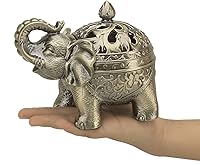 Vista 7 de K COOL Soporte de metal para incienso de reflujo, bobina de cono de elefante, quemador de incienso con tapa, adorno de aromaterapia, decoración