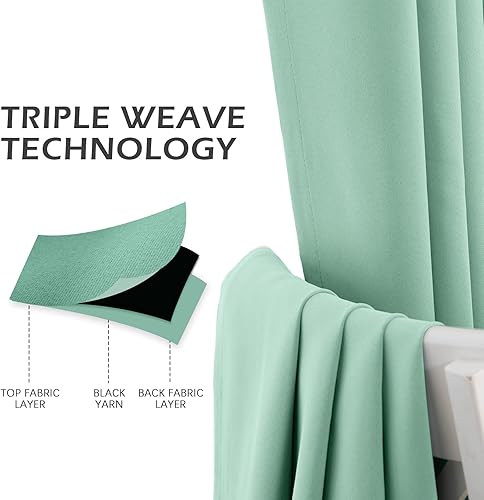 Miniatura 6 de MYSKY HOME - Cortina opaca para dormitorio y sala de estar, con ojales, increíble tejido triple y aislamiento térmico, 1 panel de cortina de 107 x