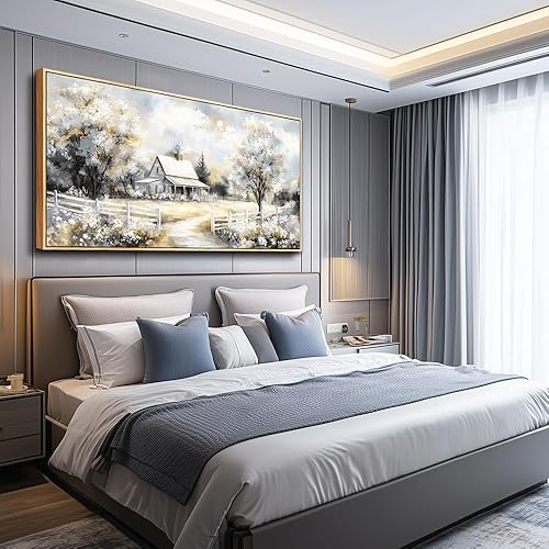 Miniatura 7 de QIYILEXWART Lienzo decorativo para pared de sala de estar, decoración de pared para dormitorio, oficina, decoración de pared, cabaña de bosque,