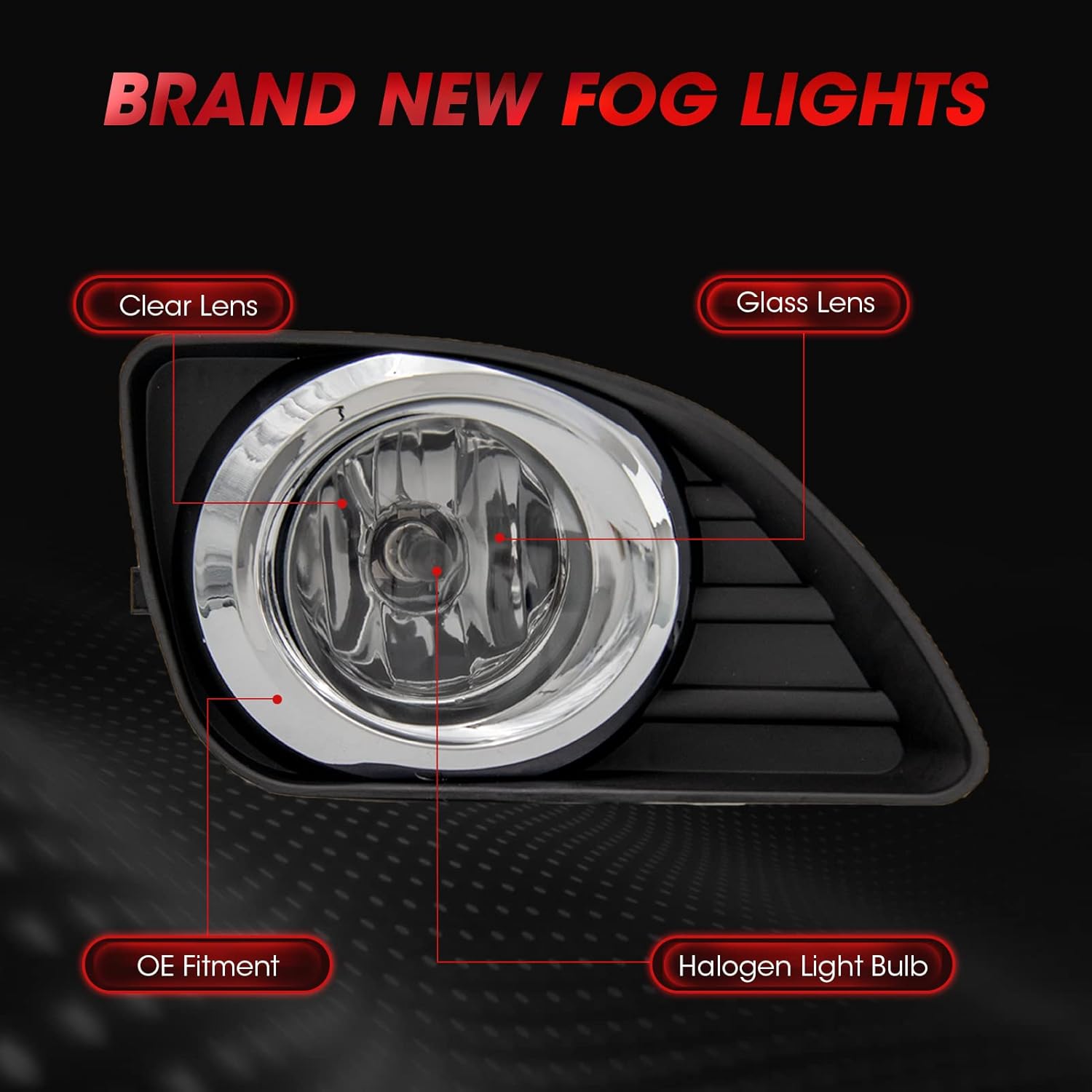 Fog Lights Assembly Replacement For 2010-2011 Toyota Camry Included Switch And Wiring Kit(Clear Lens)