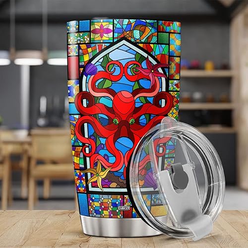 Miniatura 3 de Vaso de doble pared de pulpo, regalo de cumpleaños de acero inoxidable para amantes de los marinos marinos del mar, animales, mujeres, hombres, taza