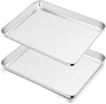 TeamFar Baking Sheet Set of 2, Stainless Steel Baking Pans Tray Cookie Sheet, Non Toxic & Healthy, Mirror Finish & Rust Free, Easy Clean & Dishwasher Safe