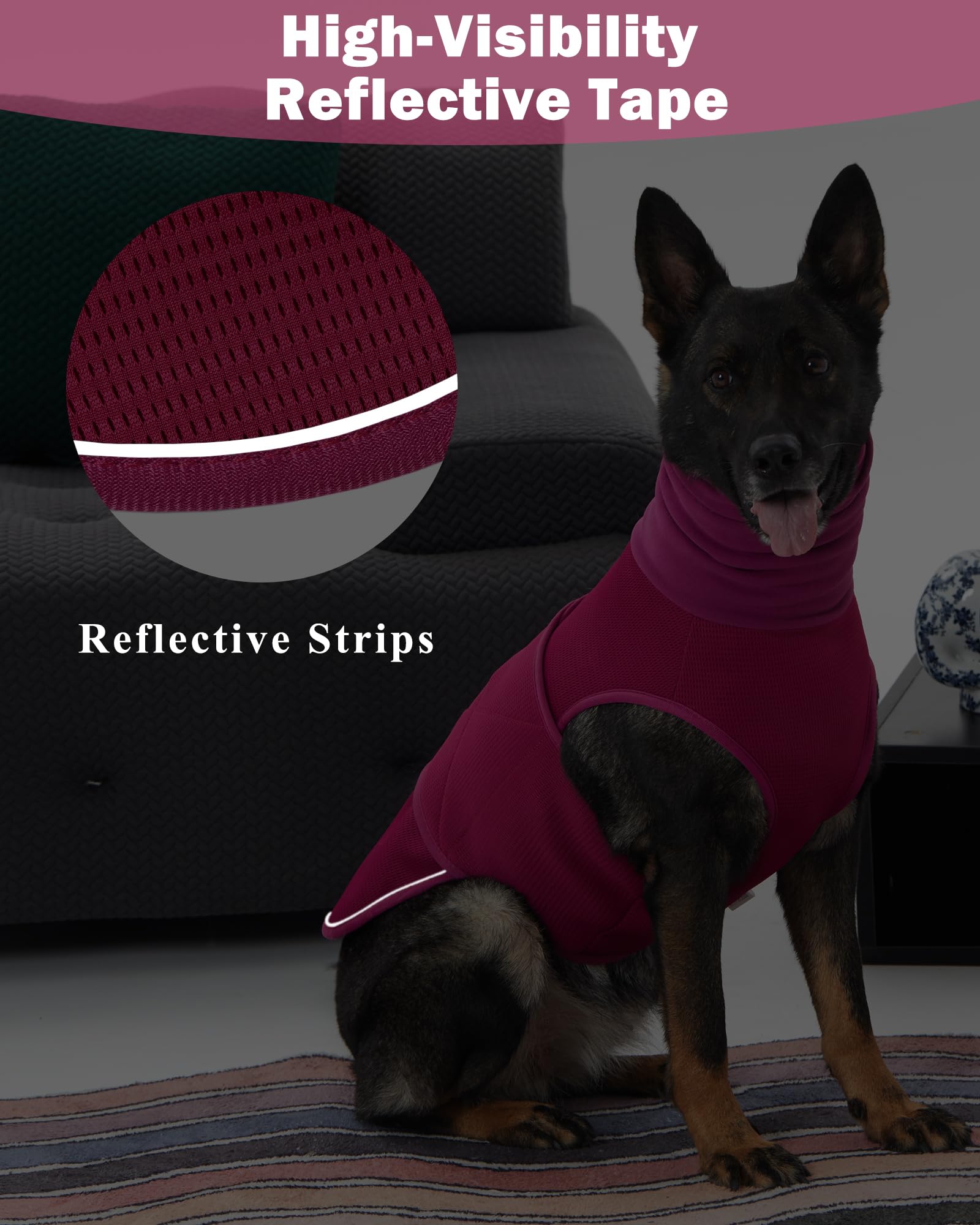 Meifsou Chaleco de ansiedad para perros con capucha, chaqueta de trueno respetuosa con la piel para perros, camisa calmante 2 en 1 con capucha para truenos, fuegos artificiales, separación, mantén a