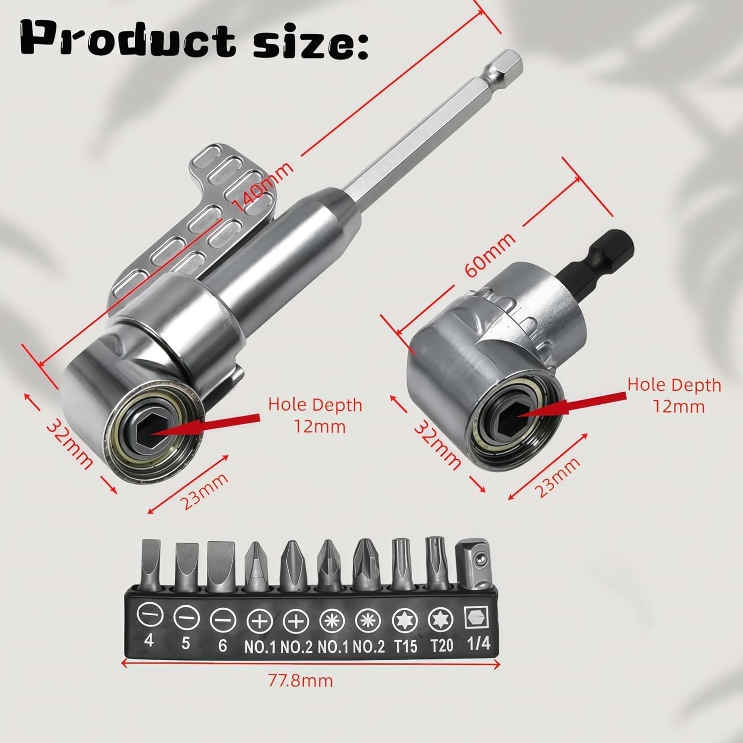 105 Degree Upgrade Right Angle Drill Adapter, Multi-function Bend Screwdriver Bit, Angle Extension Bit Kit, 1/4" Hex Shank Driver for Household Work