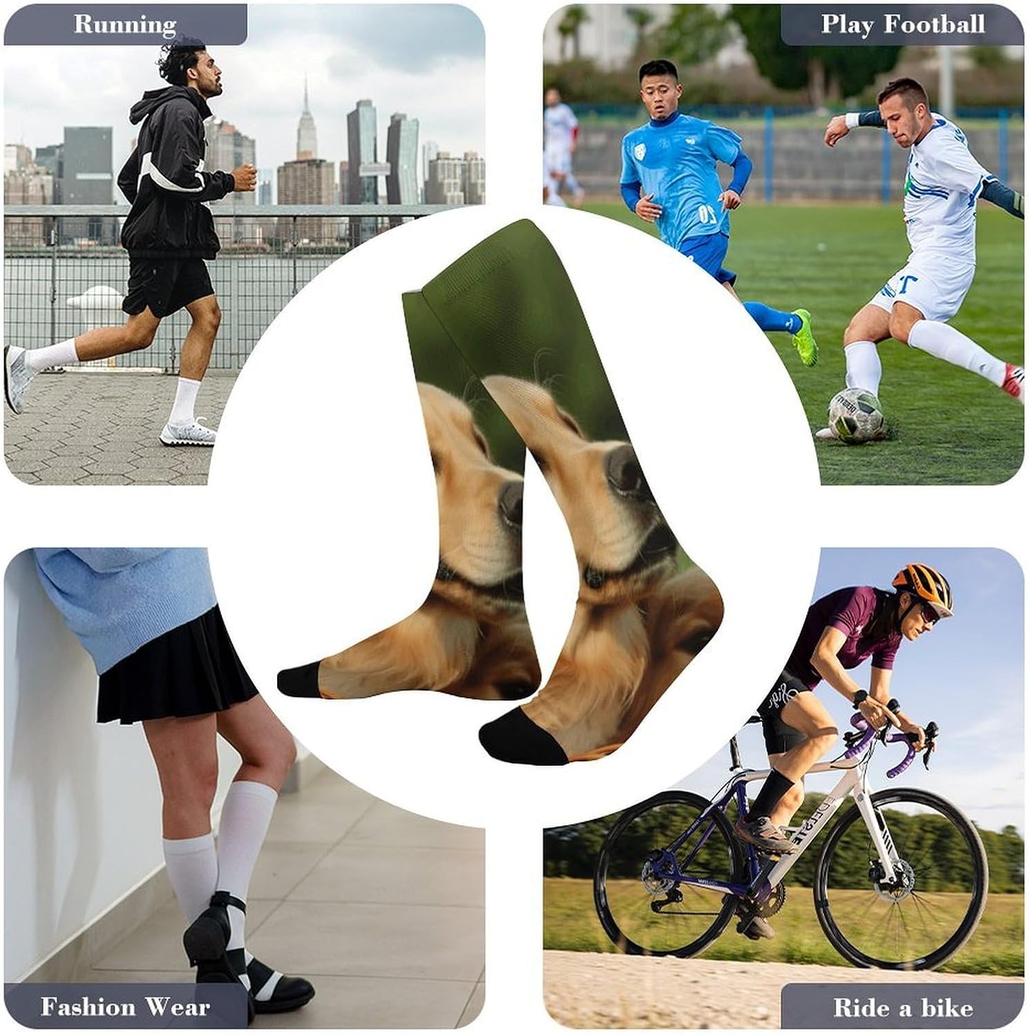 Dog Golden Retriever Knee High Soccer Socks Moisture Wicking