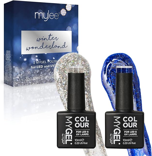 MYGEL by Mylee Christmas Collection Gel Nail Polish Set 2x10ml - Winter Wonderland - UV/LED Soak-Off Nail Art Manicure Pedicure for Professional, Salon & Home Use - Long Lasting & Easy to Apply