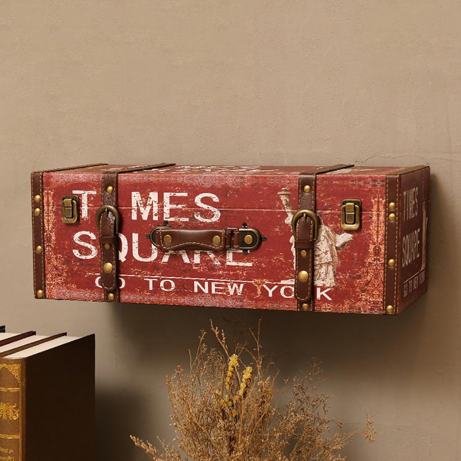 Vintage Suitcase Wall Shelf Floating Shelves with Handle