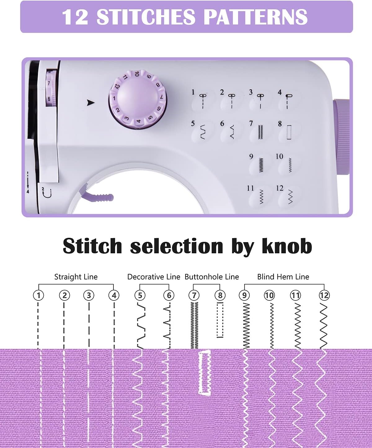 HYEASTR Sewing Machine,Portable Sewing Machine 12 Built-in Stitches 2 Speed with Foot Pedal,Beginner Sewing Machine,Light, Storage Drawer
