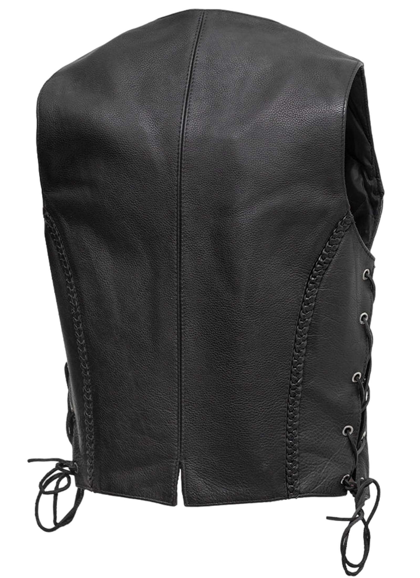 First Mfg Co - Trinity - Women's Motorcycle Biker Riding Black Leather Vest - Extra Small - Side Lacing