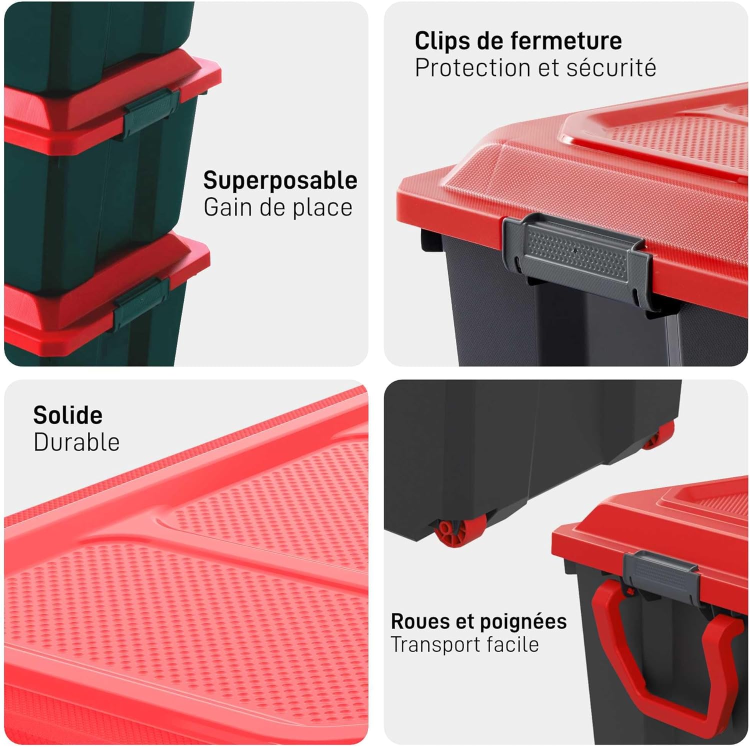 Sundis Storage Box, Polypropylene Plastic, Black, 75L