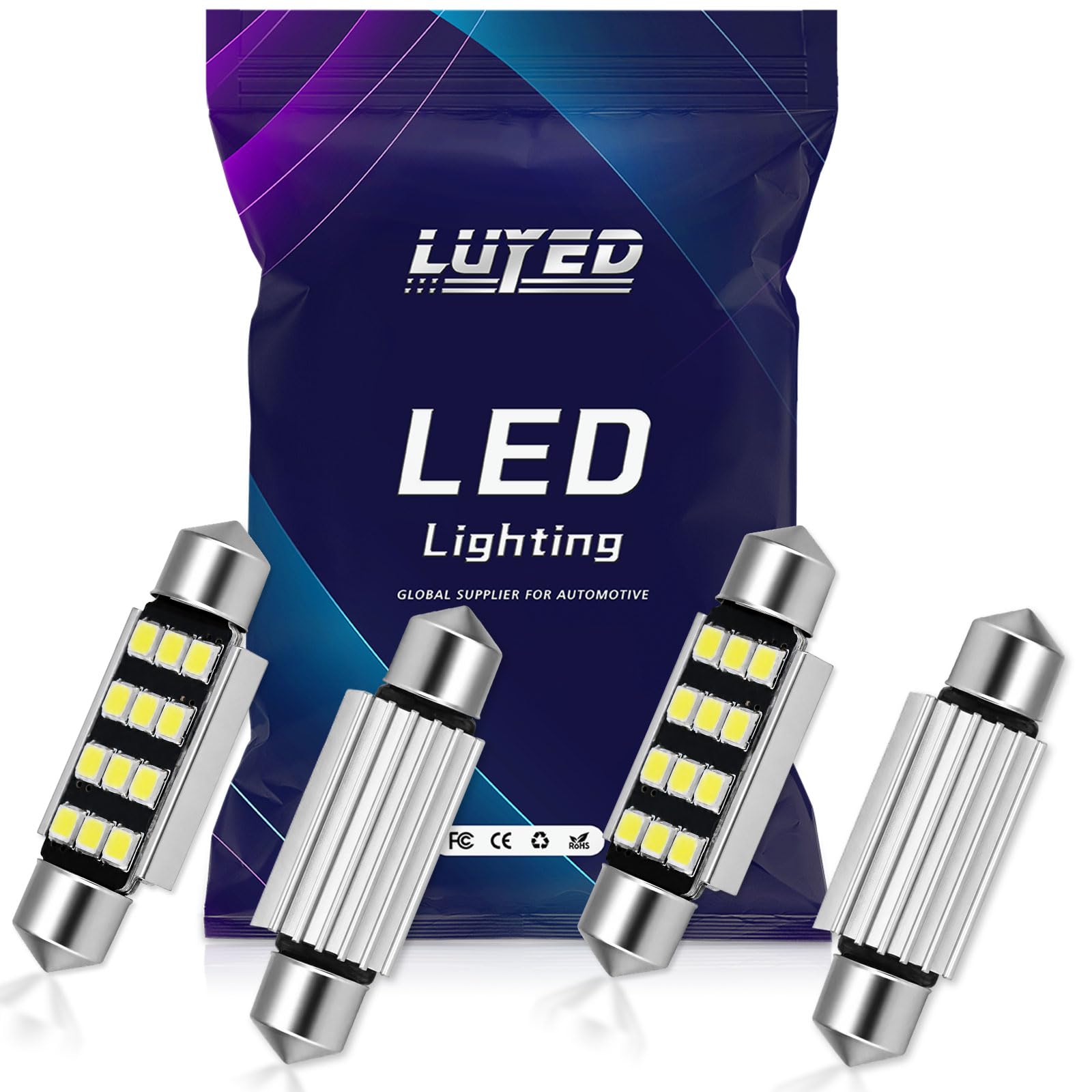 2 X Super Bright 2835 6-EX Chipsets Error Free 1.25 inches DE3175 DE3021 DE3022 3175 LED Bulbs Used For Dome light,Xenon White (Xenon White, 4pcs-41mm)
