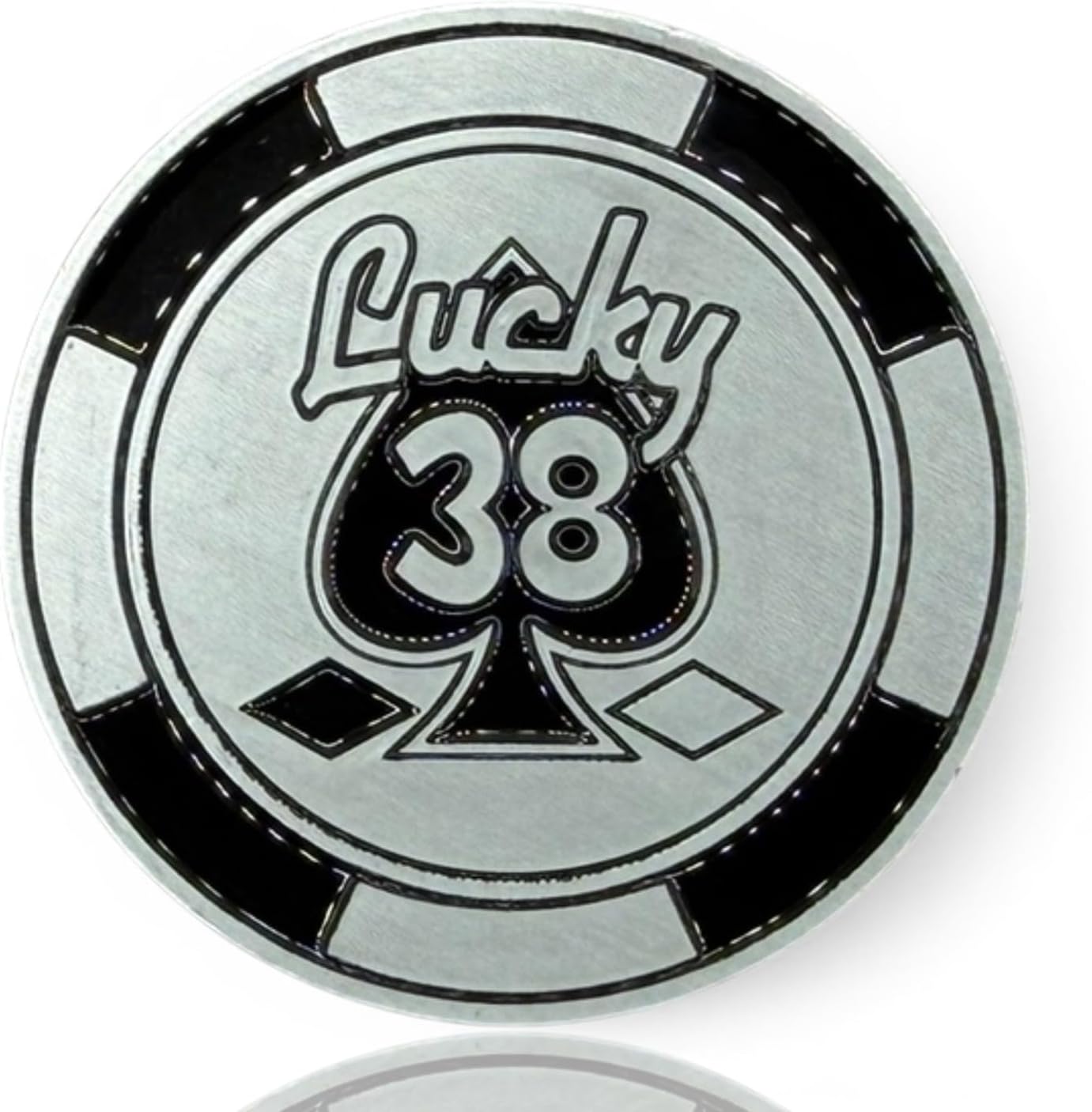 Lucky Number 38 Poker Chip | Decor Prop for Fans & Gamers | Platinum Metal Coin, New Vegas Themed Game Token | Double-Sided Challenge Coin, Cool Novelty Gifts