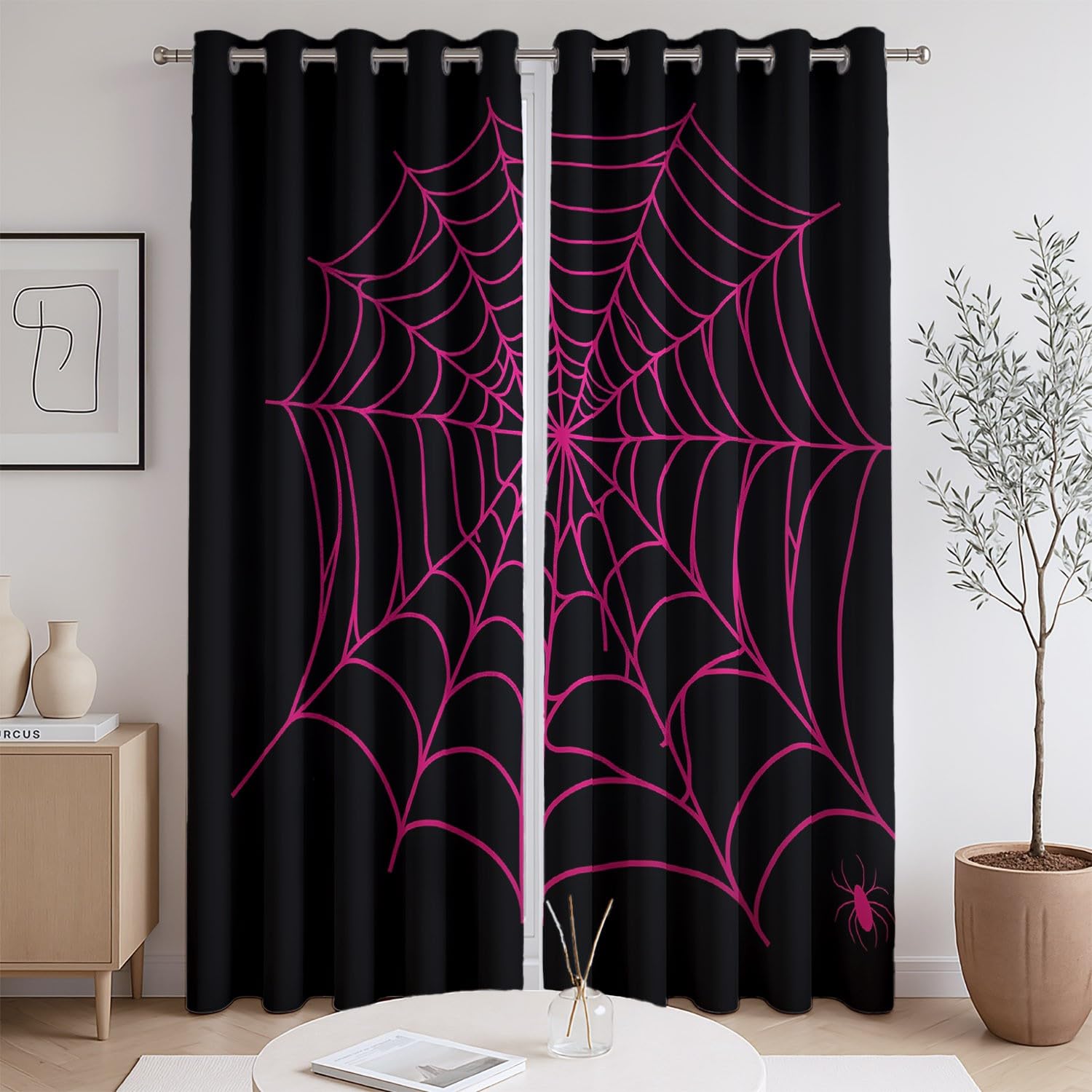 Genérico Minimal Neon Żyrandol Zasłony do drzwi i okien - odporne na blaknięcie Zasłony do sypialni z oczkami, magenta, 200 szer. x 260 cm cm (2 panele)